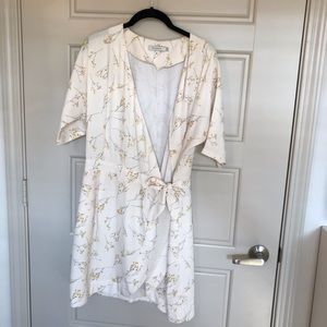 White floral wrap dress